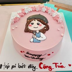 Bánh sinh nhật vẽ hình bé gái