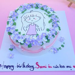 Bánh sinh nhật vẽ hình bé gái